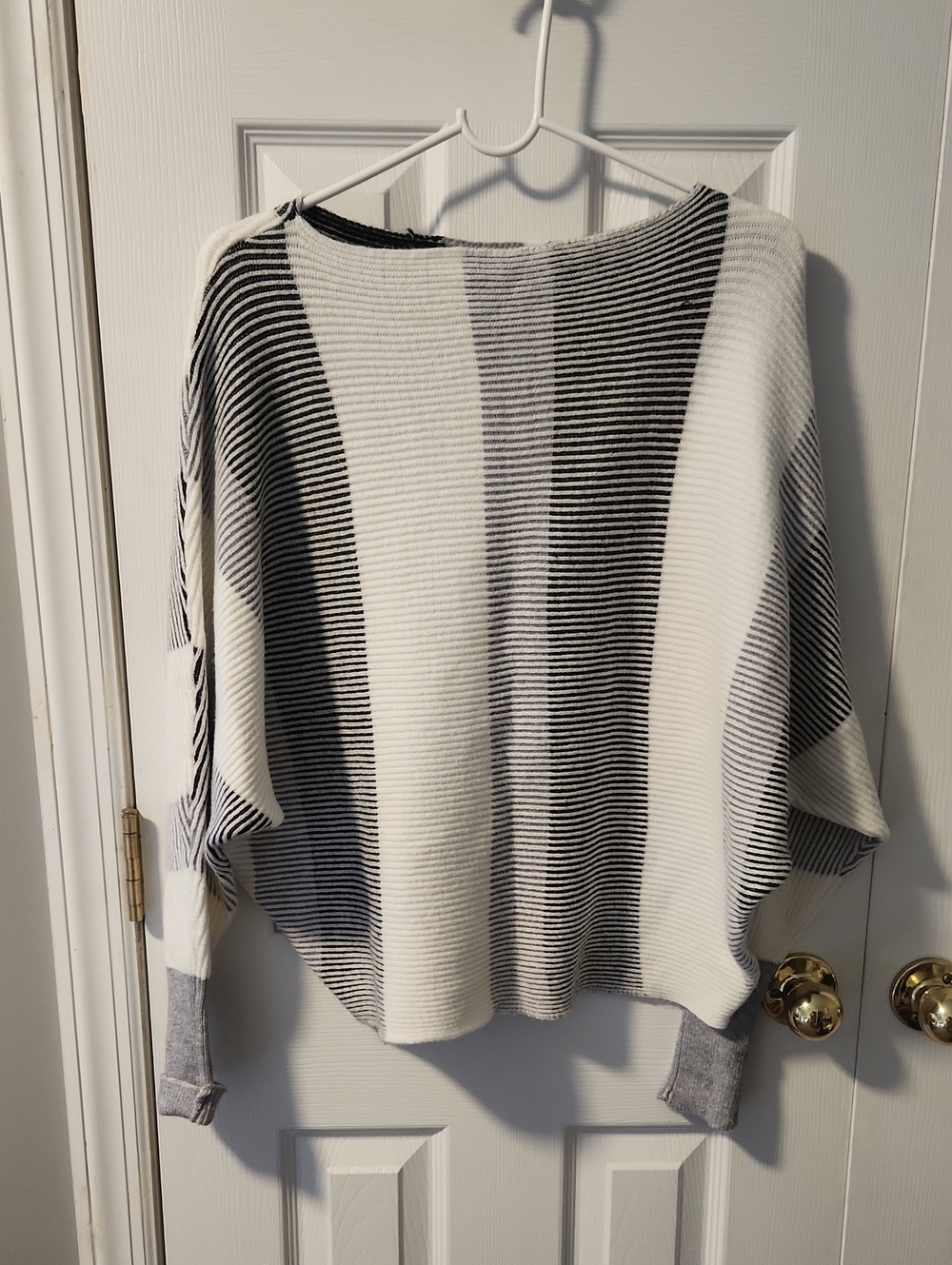 Philosophy Black and White Striped Scoop Neck Sweater